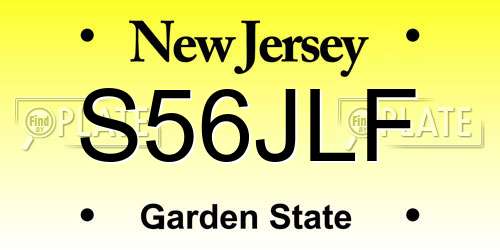 S56JLF New Jersey License Plate