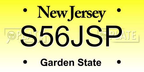 S56JSP New Jersey License Plate