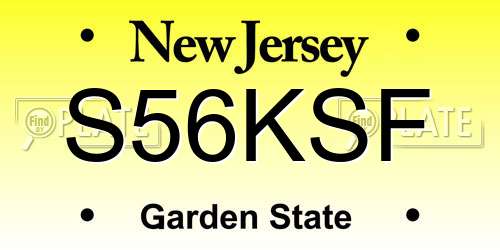 S56KSF New Jersey License Plate