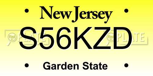 S56KZD New Jersey License Plate