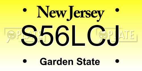 S56LCJ New Jersey License Plate