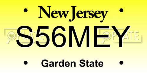 S56MEY New Jersey License Plate