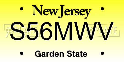 S56MWV New Jersey License Plate