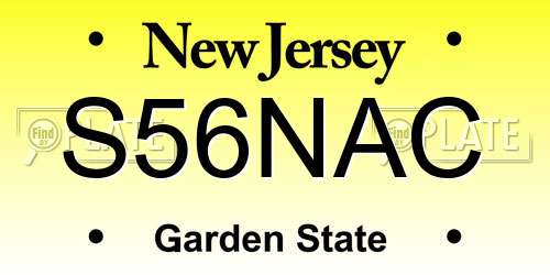 S56NAC New Jersey License Plate