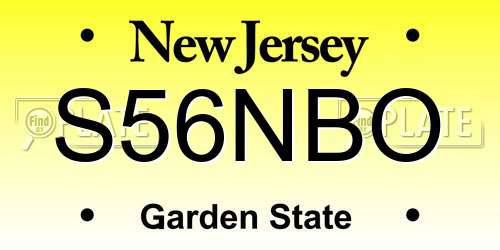 S56NBO New Jersey License Plate