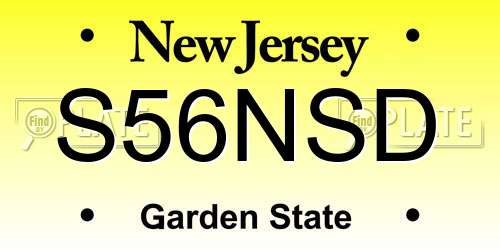 S56NSD New Jersey License Plate