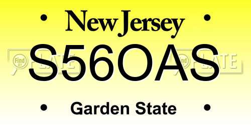 S56OAS New Jersey License Plate