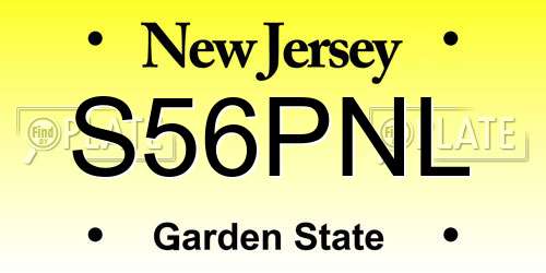 S56PNL New Jersey License Plate