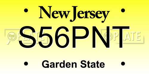 S56PNT New Jersey License Plate