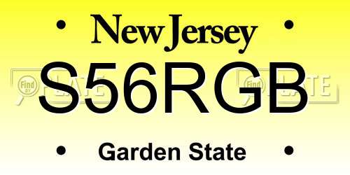 S56RGB New Jersey License Plate