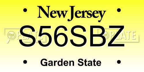 S56SBZ New Jersey License Plate