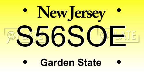 S56SOE New Jersey License Plate
