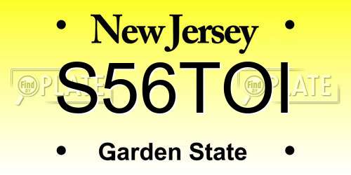 S56TOI New Jersey License Plate