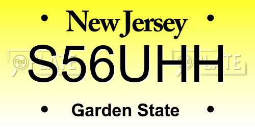 S56UHH New Jersey License Plate