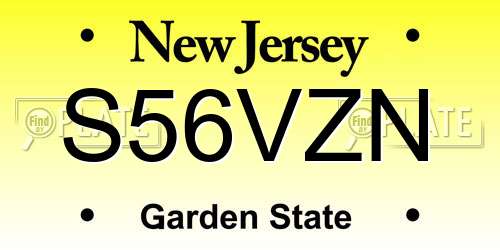 S56VZN New Jersey License Plate