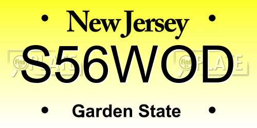 S56WOD New Jersey License Plate