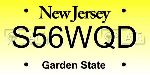 S56WQD New Jersey License Plate