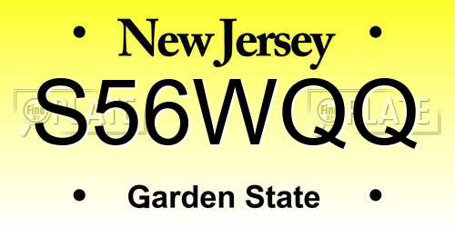 S56WQQ New Jersey License Plate