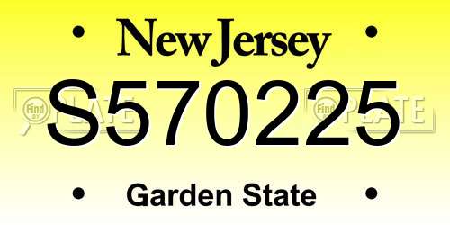 S570225 New Jersey License Plate