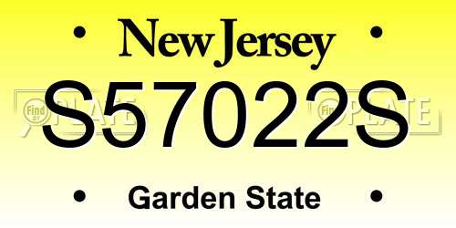 S57022S New Jersey License Plate