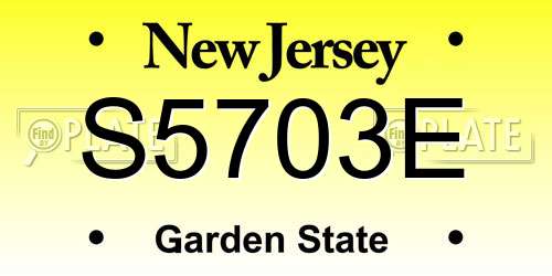 S5703E New Jersey License Plate