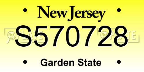 S570728 New Jersey License Plate