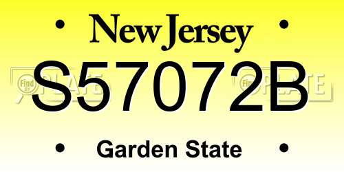S57072B New Jersey License Plate