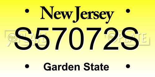 S57072S New Jersey License Plate