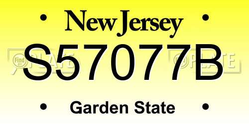S57077B New Jersey License Plate