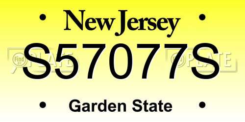 S57077S New Jersey License Plate