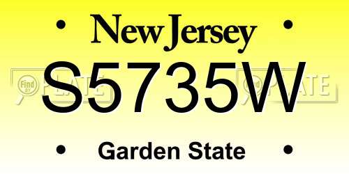 S5735W New Jersey License Plate