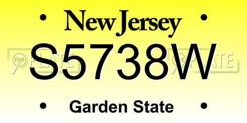 S5738W New Jersey License Plate