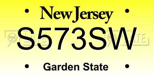S573SW New Jersey License Plate