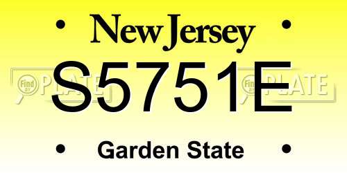 S5751E New Jersey License Plate