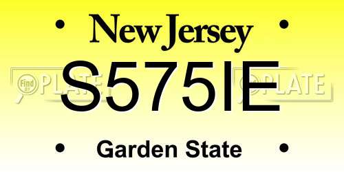 S575IE New Jersey License Plate