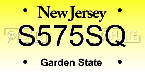 S575SQ New Jersey License Plate
