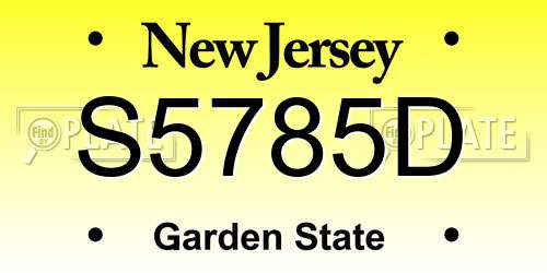 S5785D New Jersey License Plate