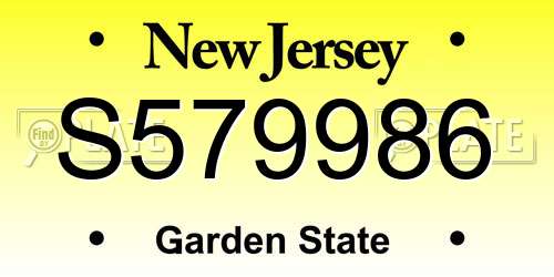 S579986 New Jersey License Plate