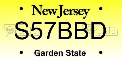 S57BBD New Jersey License Plate
