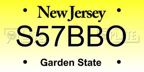 S57BBO New Jersey License Plate