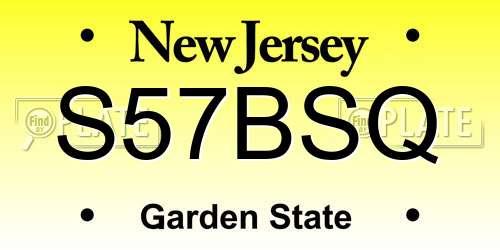 S57BSQ New Jersey License Plate