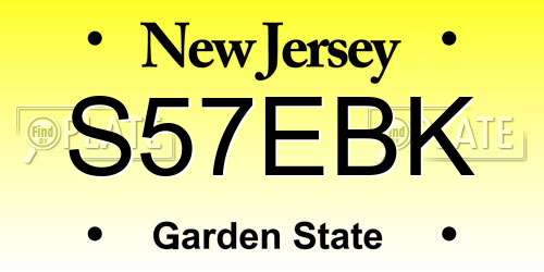 S57EBK New Jersey License Plate