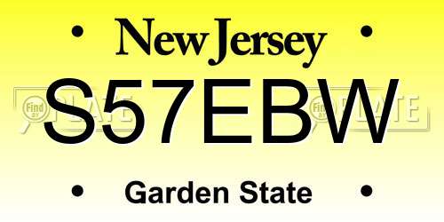 S57EBW New Jersey License Plate