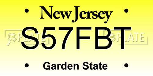 S57FBT New Jersey License Plate