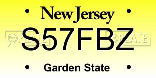 S57FBZ New Jersey License Plate