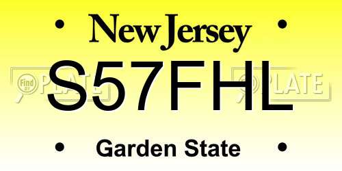 S57FHL New Jersey License Plate