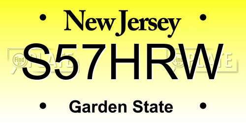 S57HRW New Jersey License Plate