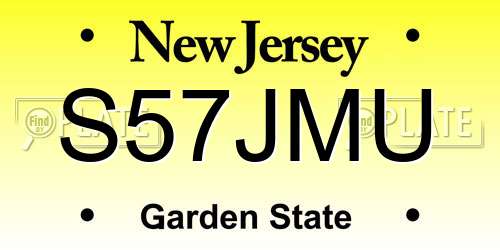 S57JMU New Jersey License Plate