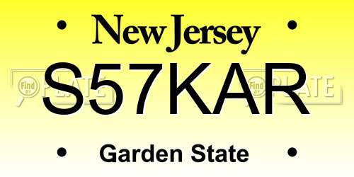 S57KAR New Jersey License Plate