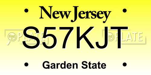 S57KJT New Jersey License Plate